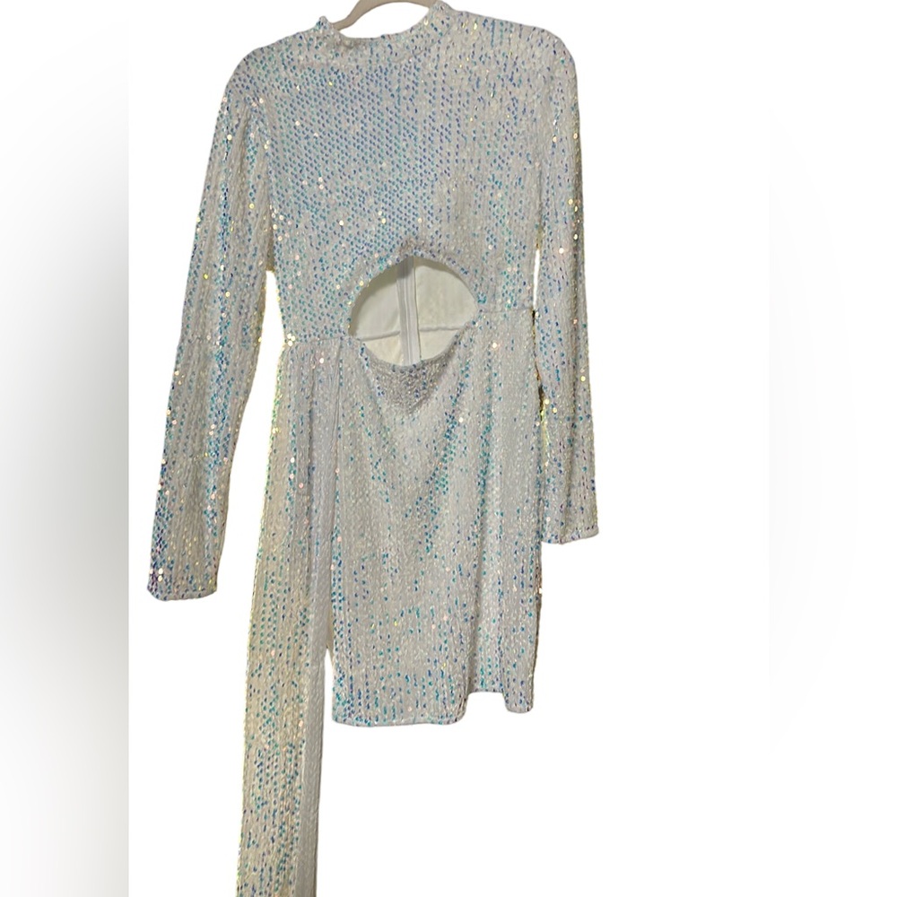 White iridescent sequin dress